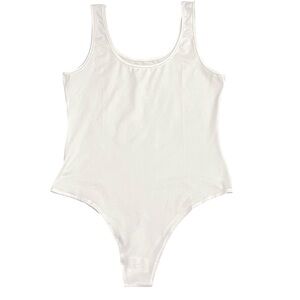 New Body Suit White Scoop Neckline and Wide Straps Size: Large